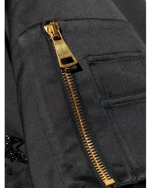 Balmain Black Embellished Bomber Jacket for men
