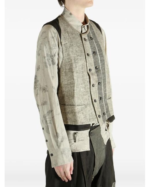 Ziggy Chen Green Two-Tone Waistcoat for men