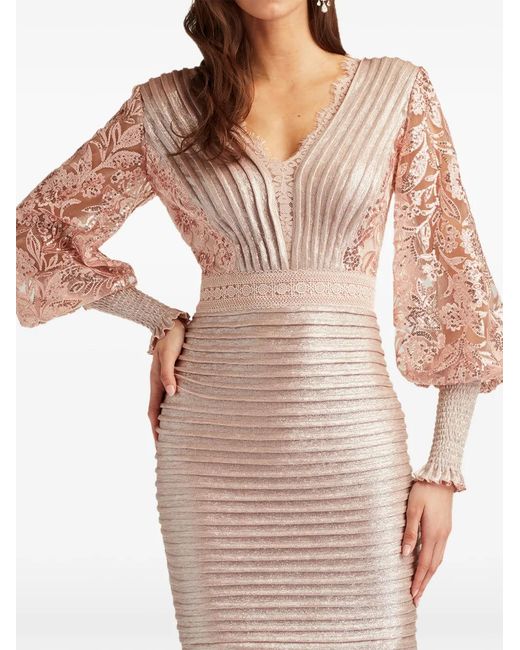 Tadashi Shoji White Lovell Lace Bishop Sleeve Dress