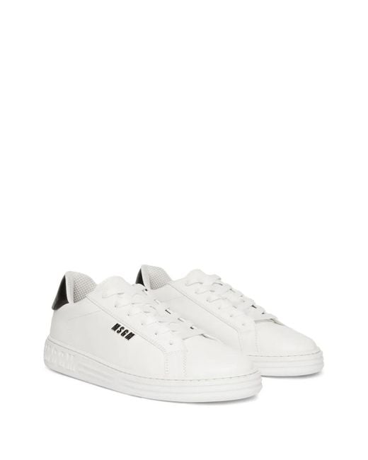MSGM White Panelled Leather Low-Top Sneakers for men