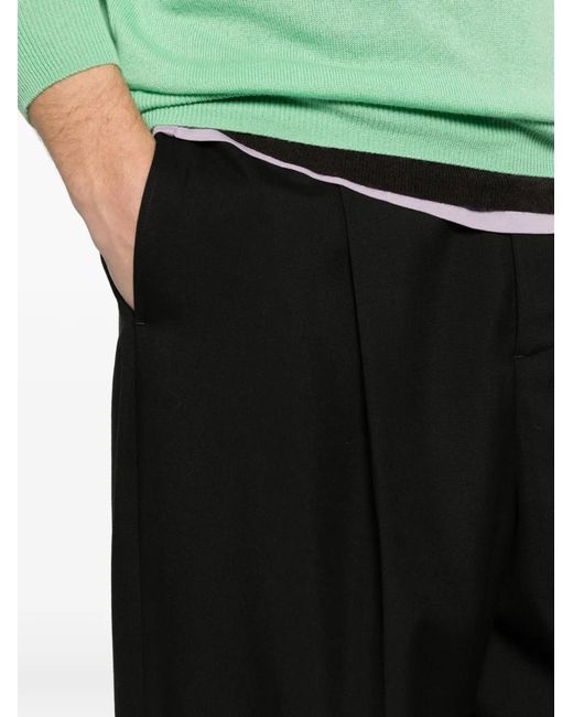 Marni Black Cuffed Pleated Trousers for men
