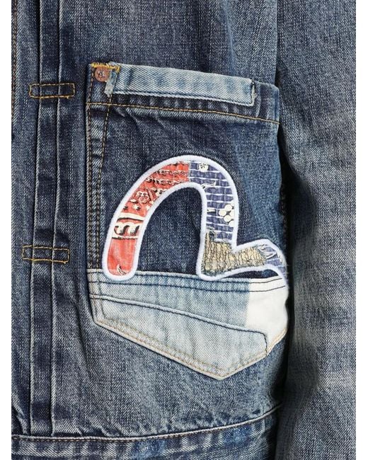 Evisu Blue Patchwork Seagull Denim Jacket for men