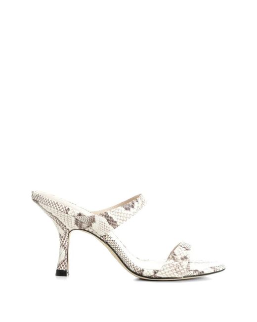 Stuart Weitzman White Nudist Slide Snakeskin-Effect Sandals