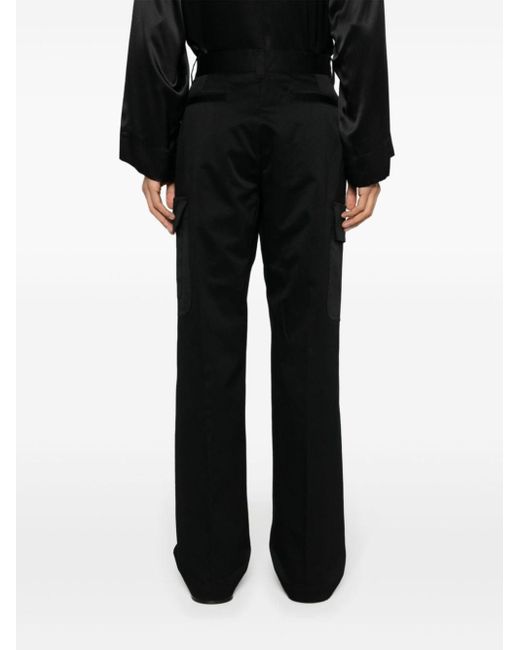 Versace Black Cotton Cargo Pants With Pockets And Embroidery for men