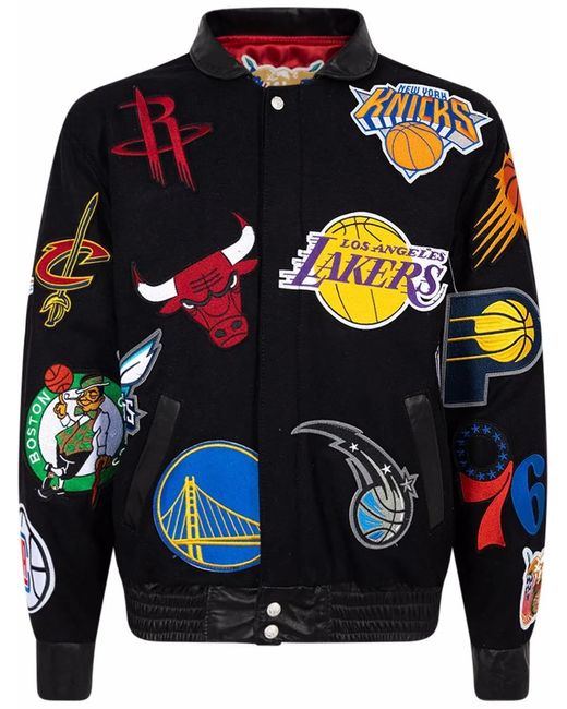 Jeff Hamilton Blue X Nba Collage Wool Jacket
