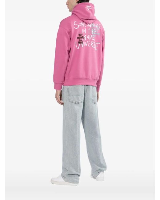 Aape By A Bathing Ape Pink Moonface Hoodie for men