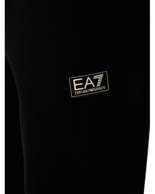 EA7 Black Logo-Patch Drawstring Track Pants for men