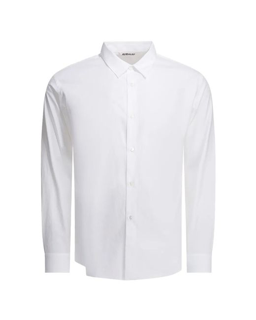 Auralee White Long-Sleeve Cotton Shirt for men
