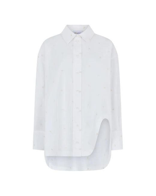 The Attico White Chemise Brodée À Ourlet Asymétrique