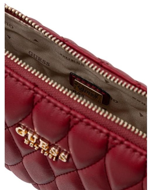 Guess Red Valla Quilted Shoulder Bag