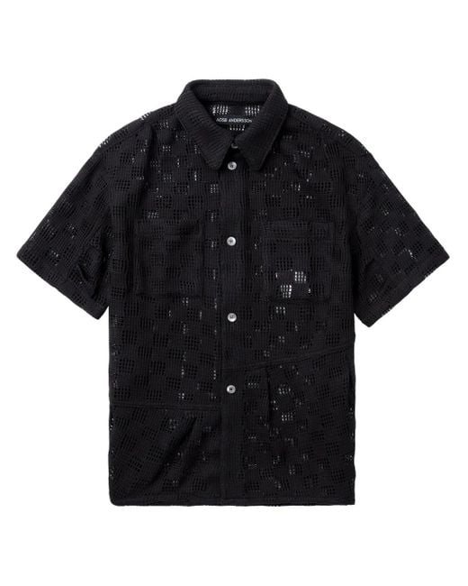 ANDERSSON BELL Black Crochet Shirt for men