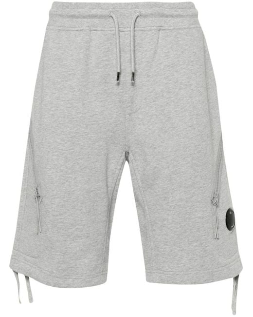 C P Company Gray Logo-appliqué Shorts for men