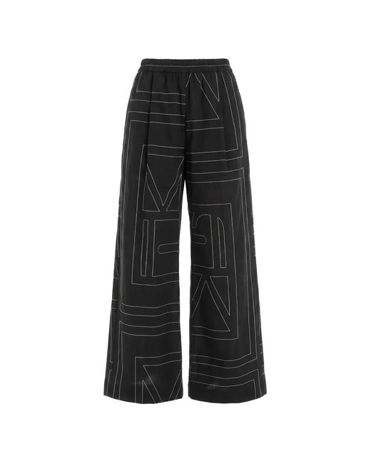 MEIMEIJ Black Contrast-Stitch Wide-Leg Trousers