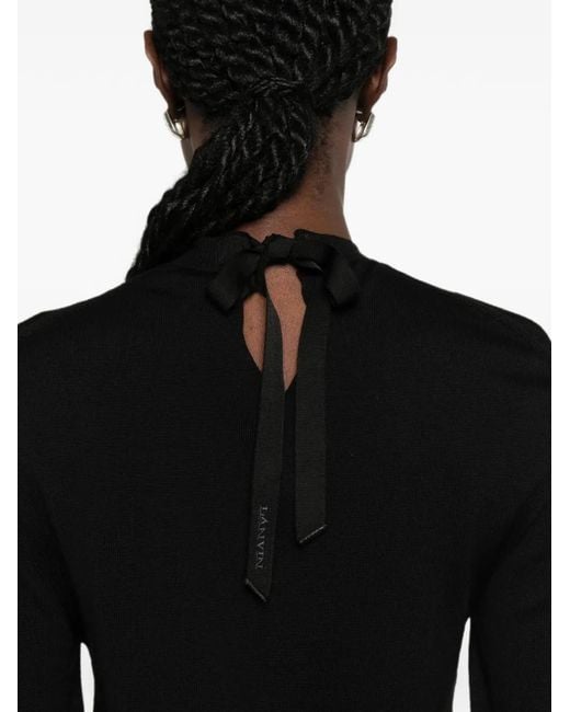Lanvin Black Fitted Sweater With Silk And Nylon Blend