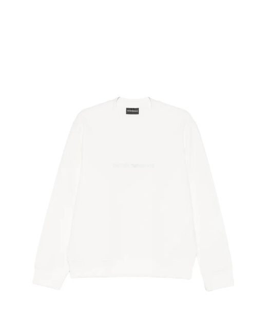 Emporio Armani White Logo Cotton Sweatshirt for men