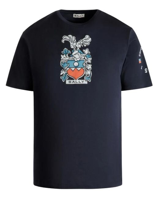 Bally Black Crest-Print T-Shirt for men