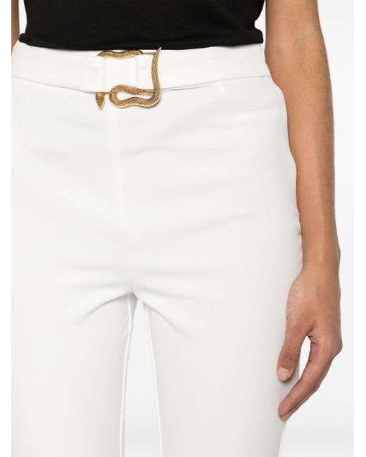 Just Cavalli White Snake-buckle Straight Trousers