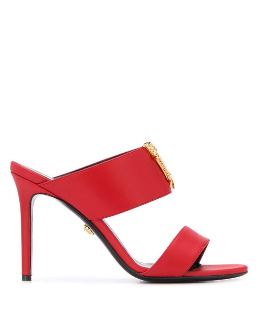 Versace Red Virtus Strappy Mules