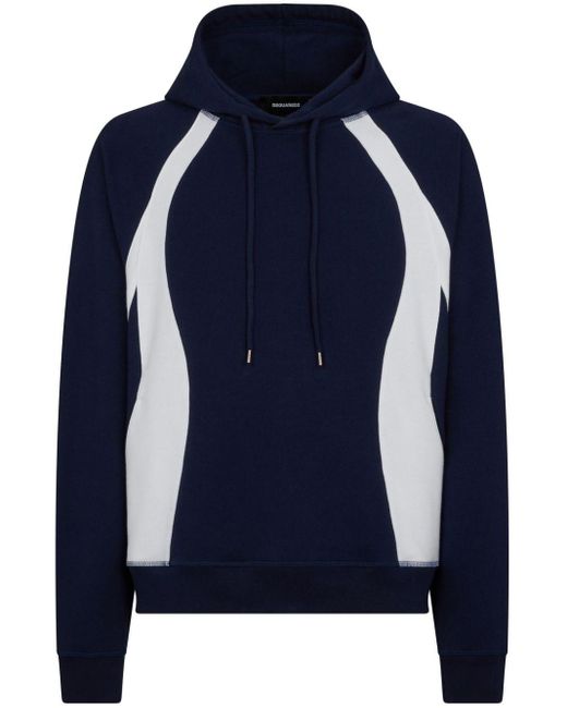 DSquared² Blue Panelled Logo-print Hoodie for men