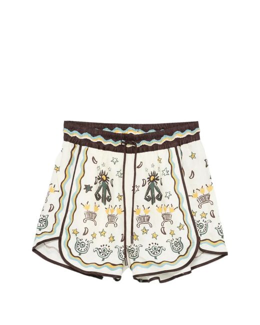 ALÉMAIS White Graphic-Print Drawstring-Fastening Shorts