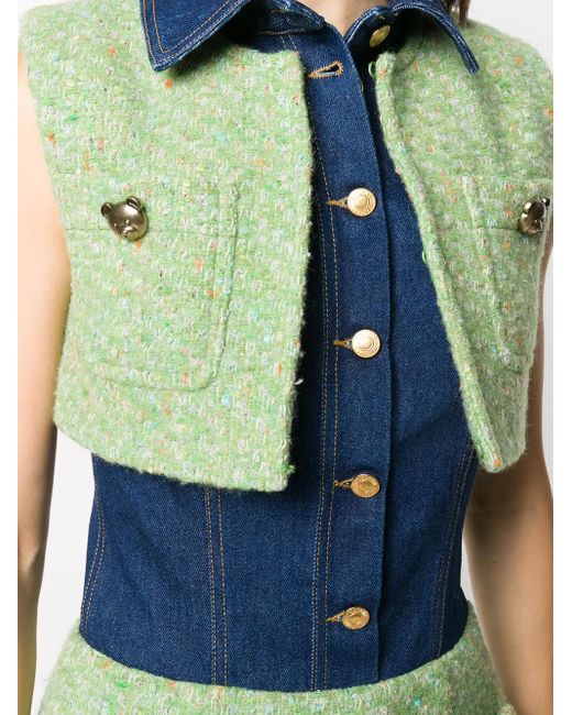 Moschino Green Panelled Fitted Dress