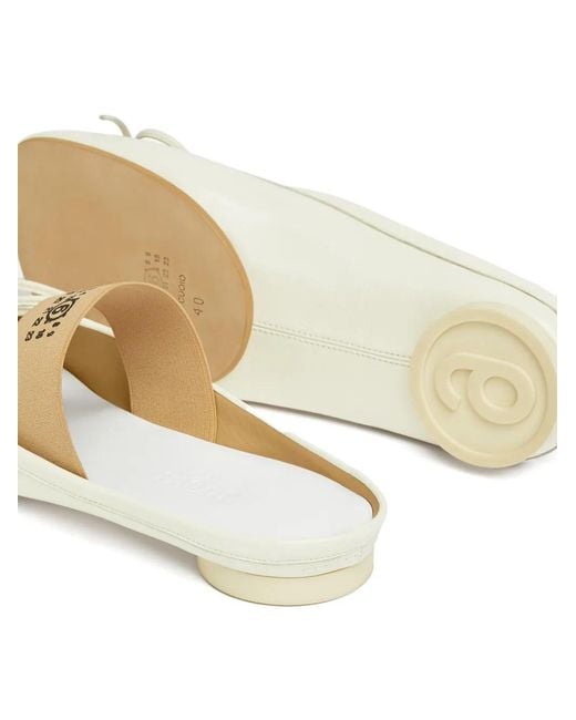 MM6 by Maison Margiela White Smooth Leather Anatomical Ballerina