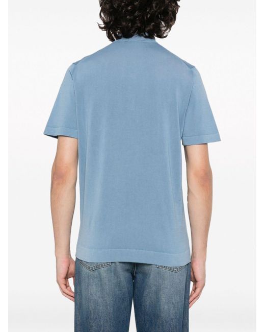 Drumohr Blue Fine-knit Cotton Polo Shirt for men