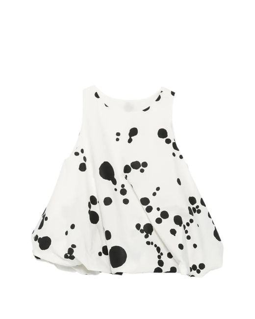 Apuntob White Bubble-Hem Blouse