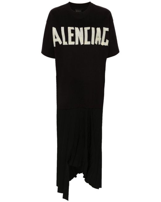 Robe Tape Type en coton Balenciaga en coloris Black