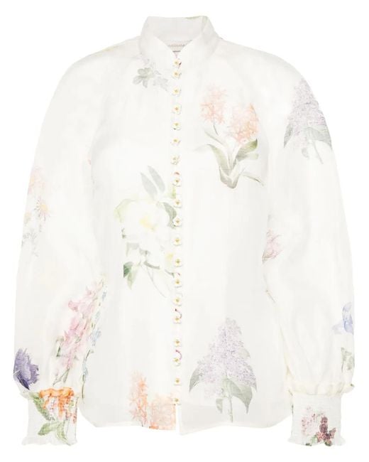 Zimmermann White Natura Floral Sheer Blouse