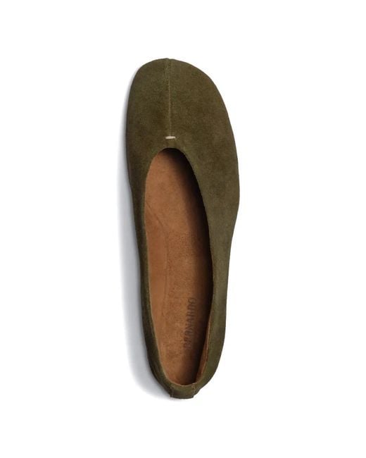 Bernardo Green Suede Square-Toe Ballet Flats