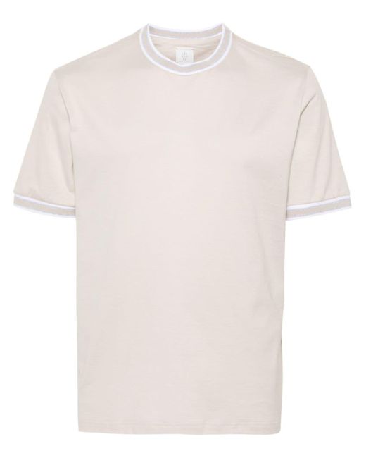 Eleventy White Striped-tipping Cotton T-shirt for men