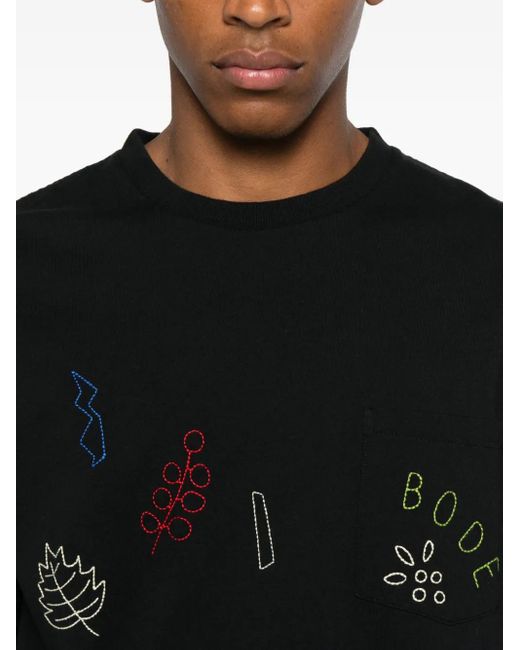 Bode T-Shirt Met Geborduurde Zak in het Black voor heren