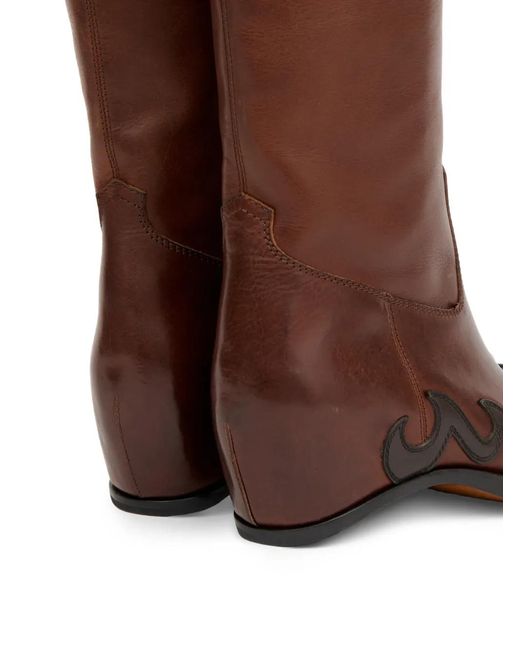 Maison Margiela Brown Heel-Less Western Knee Boots