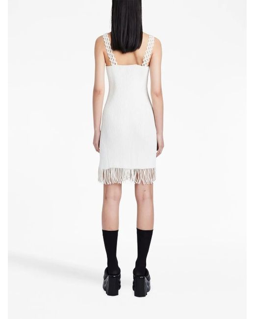 Proenza Schouler White Embroidered-Detail Ribbed-Knit Dress