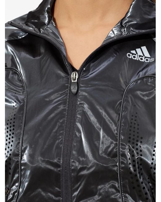 Adidas Black Perforated Outerwear With Zip Fastening