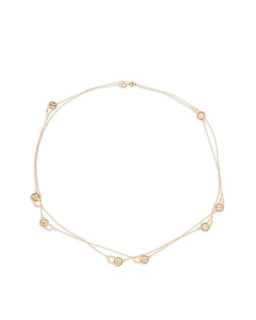 Tory Burch White Round-Motifs Long Necklace
