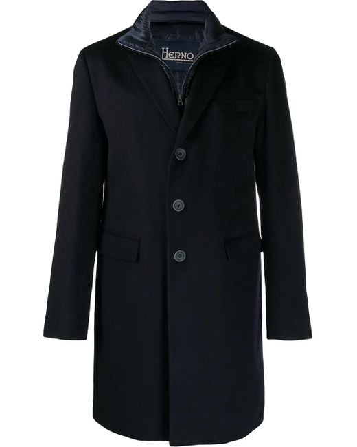 Herno Blue Single-Breasted Coat for men