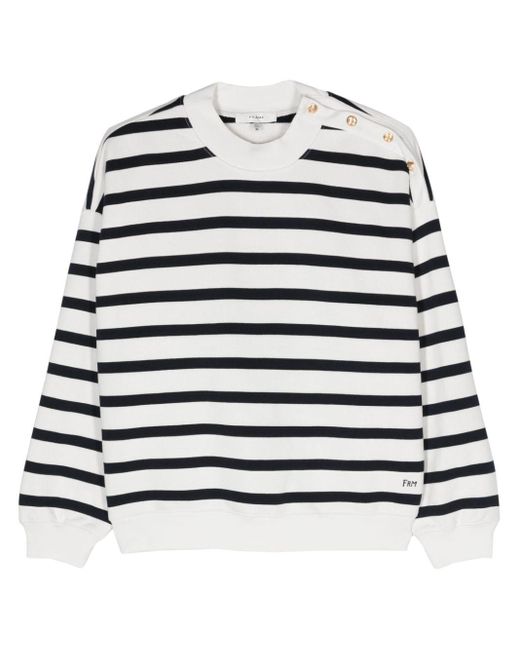 FRAME White Striped Cotton-blend Sweatshirt