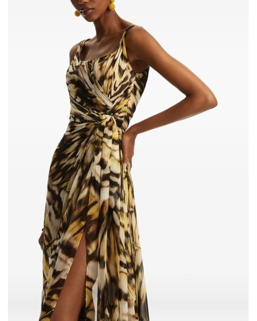 Robe Imprimée En Soie Oscar de la Renta en coloris Metallic
