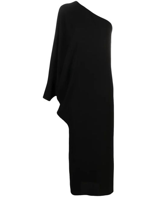 The Row Black Mono One-Shoulder Asymmetric Maxi Dress
