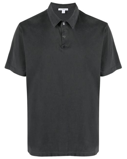 James Perse Gray Sueded-Jersey Polo Shirt for men