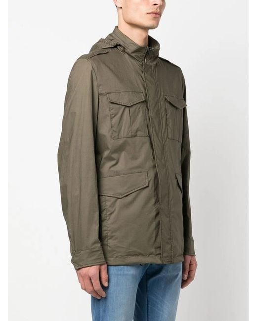 Herno Green Detachable Hood Jacket for men