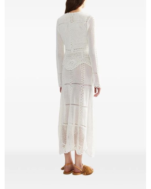 Erdem White Cotton Crochet Peplum Cadigan