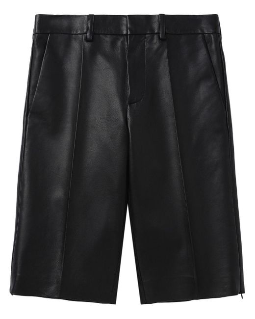 Helmut Lang Black Leather Knee-length Shorts