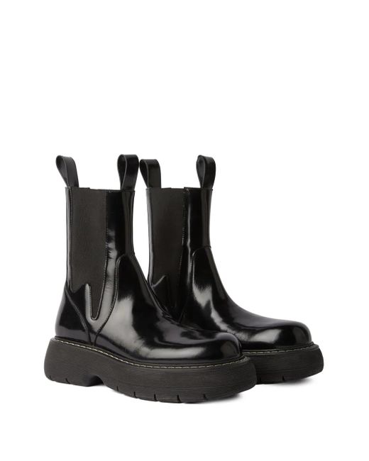 MSGM Black Platform Leather Chelsea Boots