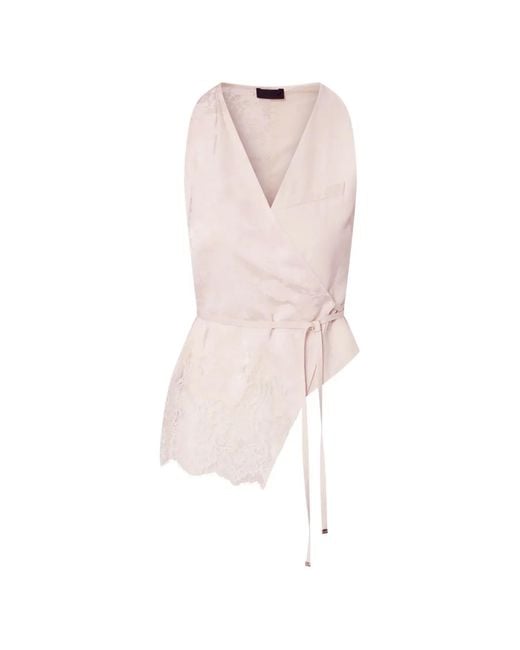 Liu Jo Pink Jacquard Top With Lace Details