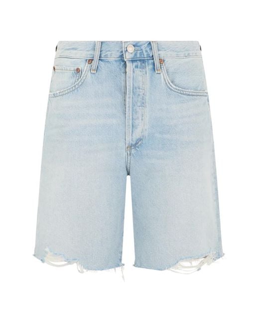 Agolde Blue Distressed Shorts