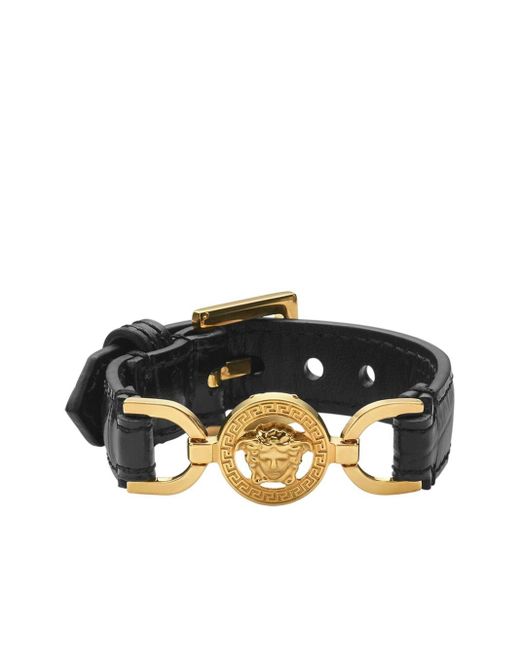 Versace Black Medusa '95 Leather Bracelet