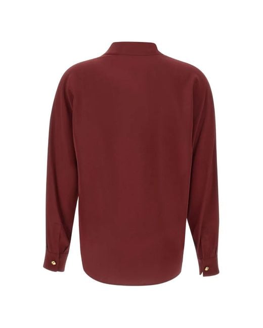 Max Mara Hammered-Button Silk Blouse
